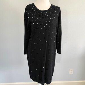 Michael Kors Black Knit Dress with Rhinestones Size L